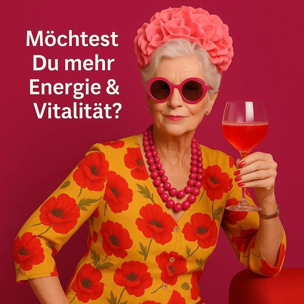 alte Frau mit Glas in der Hand